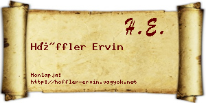 Höffler Ervin névjegykártya